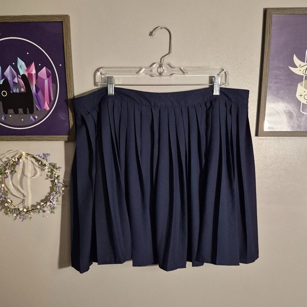 Blue Pleated Skirt